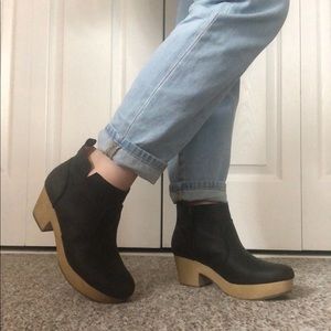 Black Booties w/ Faux Wood Bottom